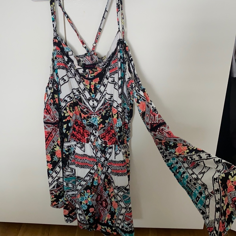 Colorful long sleeve Romper with open shoulders